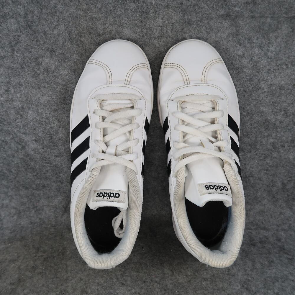 Adidas Shoes Youth 4 Casual Sneakers Court Trainers White Black Lace Up Big Kids - Picture 6 of 11